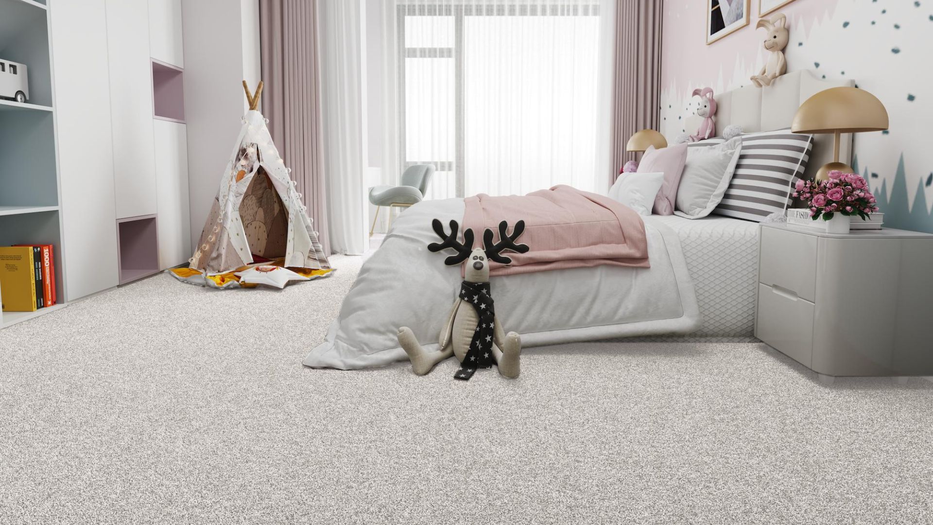 soft shag carpets in a kids' bedroom